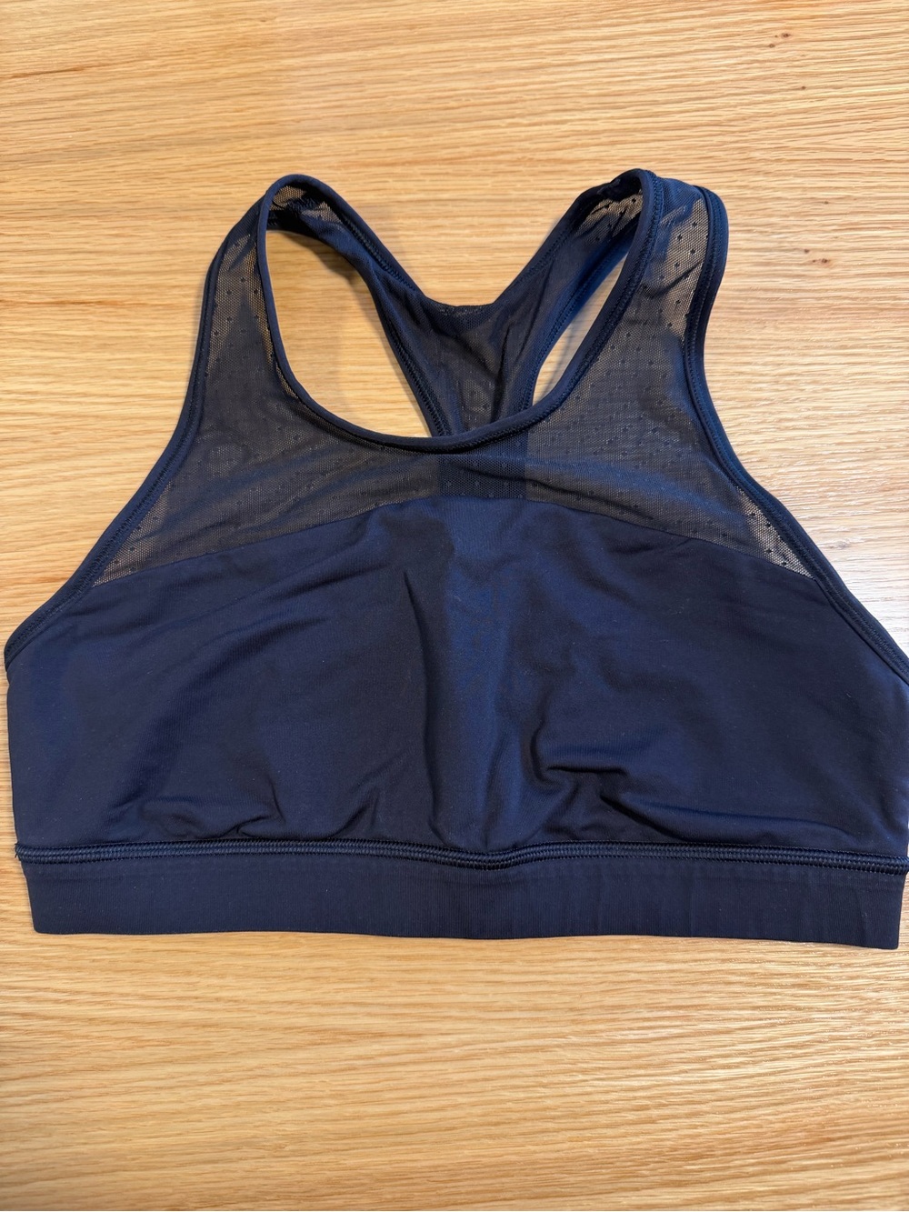 Women's Black Lululemon High-Neck Mesh-Back Sports Bra